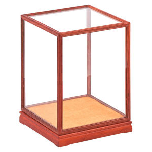 Sandal Wood Glass Cover Padauk Treasure Cage Door Frame Dust Cover Hand-Made Display Cabinet Solid Wood Transparent Cover