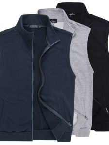 Mens Sporty Pure Cotton Vest Thin Autumn Running Fitness Large Size Outdoor Wearable Windproof Breathable Zipper Closure