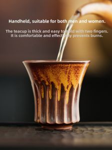 JISU | Classical Brown and Yellow Ceramic Tea Cup