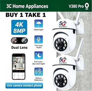 [BUY 1 TAKE 1] V380 Pro CCTV Camera Connect Cellphone with MicCCTV Camera Wifi Connect 360CCTV Camera No Need InternetCCTV with Audio and SpeakerOutdoor CCTV Camera Waterproof 8MP 4K Two-Way Audio Night Vision CCTV Security Cameras