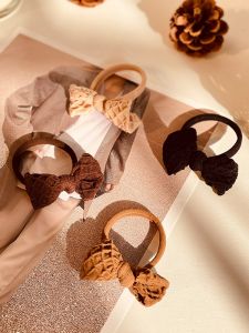 New 2025 High Elasticity Hair Ties for Women Coffee Butterfly Knot Hair Bands Khaki Hair Bands Non-Damaging Hair Accessories