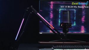 ZealSound HT-35 RGB Microphone Boom Arm Stand with Adjustable RGB Light Effect