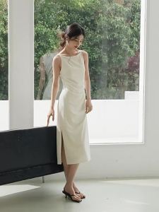 MOHANYIMEI | Lightweight Asymmetric Flounce Slit Dress