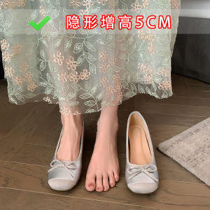 High Heel Single Shoes for Short Women 5cm Platform Ballet Flats Silver for Cheongsam Chinese Style Fashionable Youth Footwear