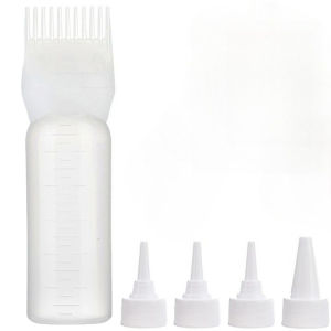 WANMEI Hair Oil Application Bottle 1pcs Hair Oil Applicator Bottle with 4pcs Pointed Mouth Cover for All Hair Types Plastic Hai