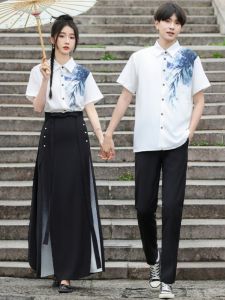 New Chinese Style Graduation Class Uniforms Pre-Revolutionary Shirt Chorus Performance Clothes High School Students College Style Competition Recitation