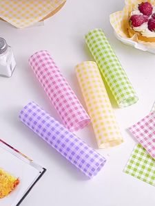 Kertas Alas Bekal Motif Kotak Kotak Isi 10 Pcs// Wax Baking Paper Paper Laminasi Food Grade