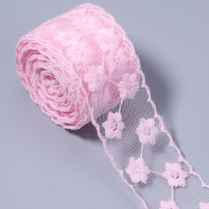 3yards/lot 3.8cm Pink Embroidery Lace Ribbon No Elasticity Webbing For DIY Choker Gift Wrapping Clothes Decor Accessories