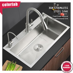 Colorlab 304 Stainless Steel Sink for Kitchen Single/Double Sink Household Advanced Sink with Drain & Basket Set