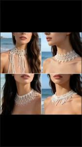 ** New Sale Bohemian White Lace Choker Necklace Vintage Floral Tassel Choker For Women Bridal Beach Wedding Party Jewelry