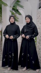 AISYAH ABAYA JETBLACK BORDIR ANNASIHAH UKURAN MLXLXXL/Gamis abaya hitam terbaru wanita muslimah