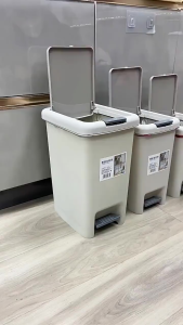 READY STOCK Large Capacity Dustbin with Cover Pedal Trash Pressing Type Garbage Tong Sampah Bin Kitchen Bathroom