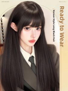Natural Looking Black Straight Long Hair Full Wig