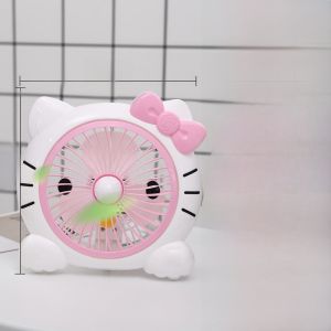 พัดลมตั้งโต๊ะแบบพกพาขนาดเล็กสำหรับผู้หญิง สำหรับหอพักนักเรียน สำหรับโต๊ะทำงาน สำหรับใช้ในบ้าน สำหรับห้องนอน สไตล์การ์ตูน