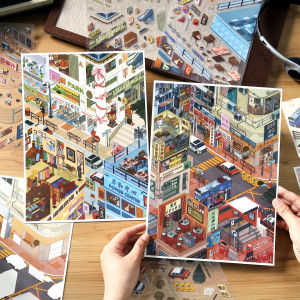 Aesthetic DIY Stress-relieving 3D Miniature Cityscape Stickers