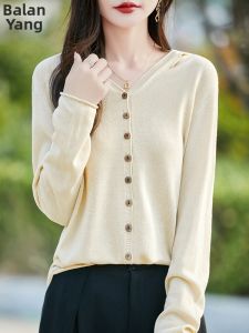 BALANYANG | Áo Cardigan Len Dài Tay Mỏng Có Cái Mũ