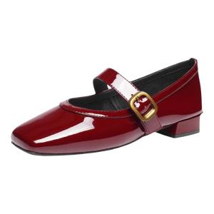 Reddragonfly | Red Spring Summer New Style French Square Toe Soft Soled Wedding Mary Janes