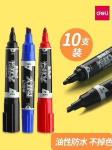 Deli Big Two Sides Oily Marking Pen Black Marker Pen Big Head Express Thickness Two Ends Are Not Easy to Fade Red Large Capacity Signature Pen Large Thick Head Check Pen Only for Art Kids Painting