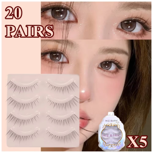 20pairs Natural False Eyelashes Thin Band Hand Made Short Lighter Eyelash Cosplay Korean Fashion Wispy Extension Makeup Tools