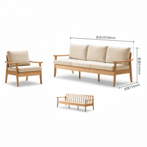 YUANSHI YUANSU | All-Season Solid Wood And Fabric Sofa 3-Seater