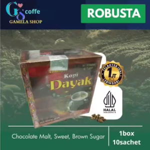 kopi robusta cap dayak asli kalimantan rsanya jos mantap 1box 10saceht