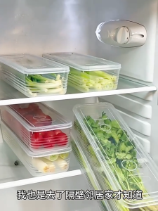 10Pcs Refrigerator Organizer Box with Lid Plastic Rectangular Scallion Spaghetti Container Sealed Noodles Pasta Food Box Fresh-keeping Organizer Box Mulfunctional Cutlery Storage Tray Clear Kitchen Fridge Food Storage Box