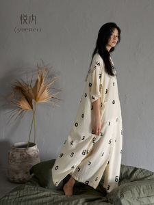 Summer Sleepwear Dress Womens Cotton Pajama Gown Long Casual Short Sleeve Open Cardigan Style Comfortable Home Clothes