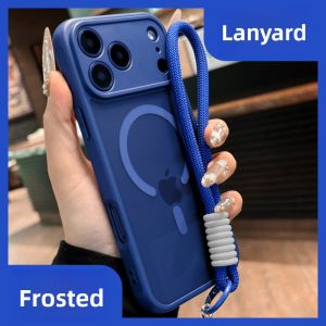 DAIMANG | New model with lanyard suitable for iphone17promax mobile phone case frosted anti-fingerprint Apple ip18pro series all-inclusive anti-fall 16p skin feel 15 holes 14 magnetic suction 13 silicone 12 black 11