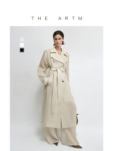 Silk Linen Double Collar Drop Shoulder Womens Coat