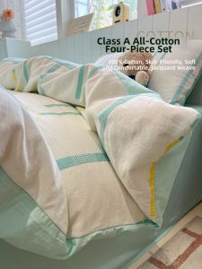 100 Cotton Woven Stripe Bedding Set