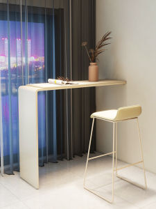 Modern Minimalist Style Rock Board Bar Table against Wall for Home Living Room Partition Long High Table for Balcony Leisure