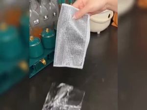 10pcs Magic Dishcloth Silver Wire Cleaning Kitchen Cloth Thickened Microfiber Wash Towel Built-in Sponge Steel Wire Ball Rag