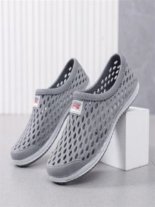 Mens Sandals Anti-Slip Open-Toe Outdoor Breathable Casual Slip-On Water-Resistant Lazy Shoes Mesh Upper Comfortable Summer Sandals