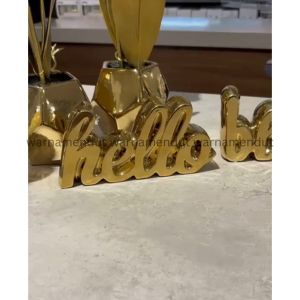 Pajangan Dekorasi Miniatur Love Gold Keramik Hiasan Meja Cantik Elegan WMO IF1270