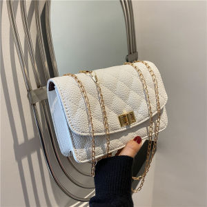 Fashionable Chain Link Diamond Pattern Mini Shoulder Bag for Women Versatile Crossbody Bag Soft PU Leather Korean Style