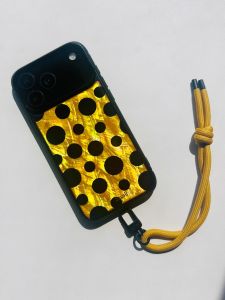 Classic Black Frame Silicone Phone Case with Natural Mother-of-Pearl Polka Dot Pattern Full Cover Protection for  Mobile Phones