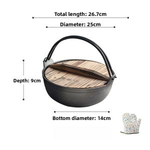 Thickened Traditional Cast Iron Soup Pot Non-Stick Japanese Style Home Use Iron Pan Iron Cookware Hot Pot Longevity Pot