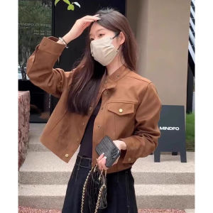 Womens Short Thickened Fleece Jacket Autumn Winter New Style Korean Version Casual Popular Small Size Jacket Top