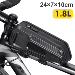 NEWBOLER 1.8L Bike Bag Rainproof Cycling Top Front Tube Frame Bag Large Capacity MTB Road Bicycle Pannier Black Bike Accessories