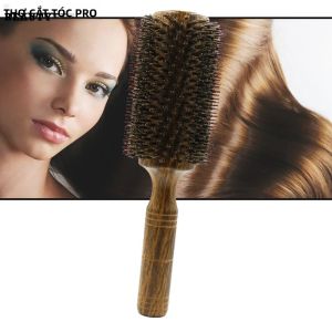 Bàn Chải Tóc Tròn Bằng Lông Lợn Chuyên Nghiệp Cán Gỗ Lược Làm Tóc Phụ Kiện Cho Thợ Cắt Tóc Dành Cho Nam Và Nữ