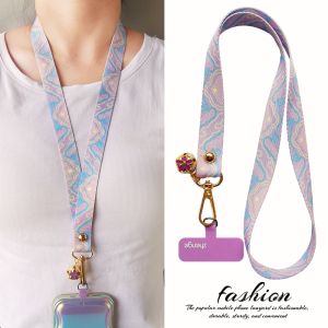 สายโซ่โทรศัพท์แบบยาวและกว้างสำหรับผู้หญิง โซ่โทรศัพท์แบบป้องกันการสูญหายพร้อมปendentive ของดอกไม้และเมฆโบราณ เครื่องประดับโทรศัพท์มือถือสุดหรู