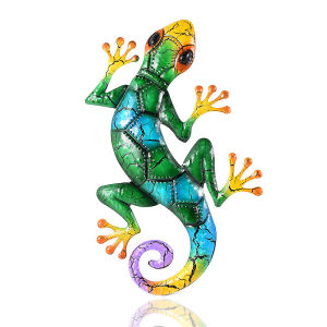 Sanded Colored Cracked Creative Metal Gecko Wall Hanging