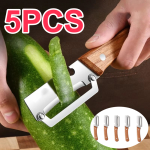 1/5pcs Stainless Steel Peeler Wooden Handle For Peeling Slicing Fruits Vegetables  Smooth Operation Peeler Kitchen Accessories