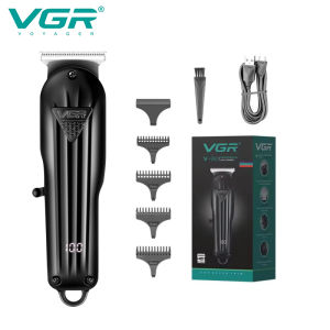 VGR | VGR Hair Trimmer Professional Hair Clipper Electric T-Blade Hair Cutting Machine 0mm LED Display Barber Trimmer for Men V-982
