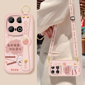 Vivo Iqoo13 Silicone Leather Phone Case Womens Crossbody Wrist Strap Anti-fall Full Cover Protection Couples Popular Shell