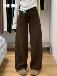 Café Brown High Waist Wide Leg Denim Jeans Womens Fall New Loose Slim Pear Shape Straight Leg Pants Casual American Style