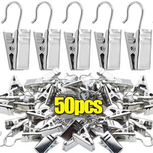 50/10 Pcs Metal Mini Curtain Clips with Hook Multifunctional Shower Curtain Hook Home Photos Decoration Clips Window Accessories
