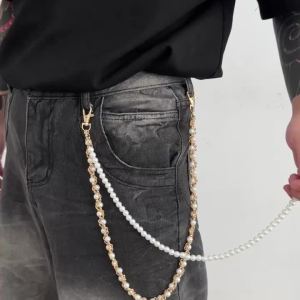 Ingemark | Ingemark Goth Punk Imitation PearIs Keychain Wallet Belt for Men Street Trousers Hipster Pants Jeans Chain Steampunk Jewelry New