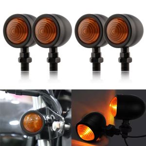 Motorcycle Turn Signals Moto Halogen Lights Universal 12V 10mm Black Chrome Turn Signals For Honda For Harley For Cafe Racer