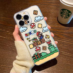 Super Mario Cartoon Silicone Phone Case Transparent Apple 17/16 15 14Plus 13ProMax 12Mini XS Compatible Male Model Air XR